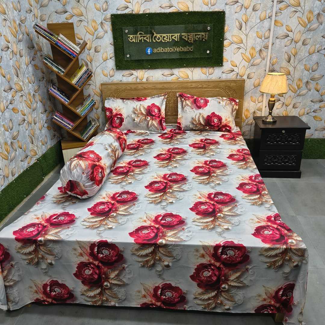প্রিমিয়াম,সার্টিন,প্যানেল,,বিছানার,চাদর,৪,পিসের,সেট