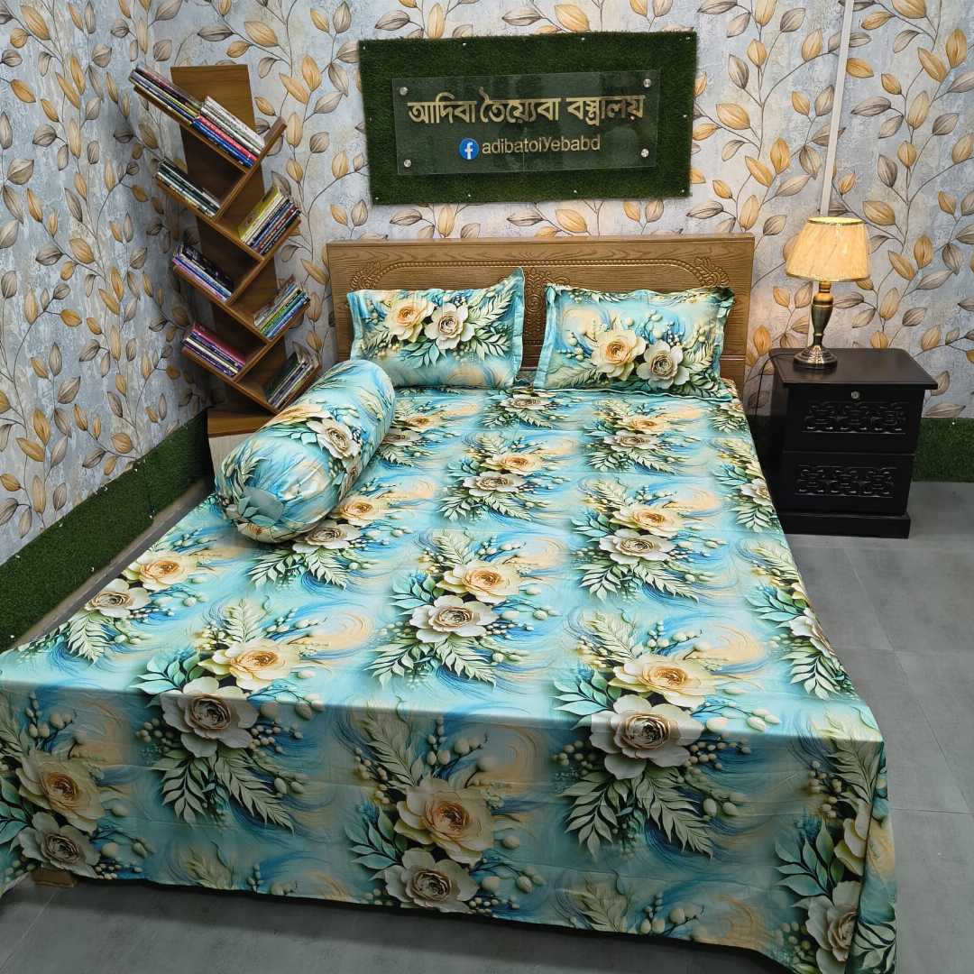 প্রিমিয়াম,হাজারি,গোলাপ,বিছানার,চাদর,৪,পিসের,সেট